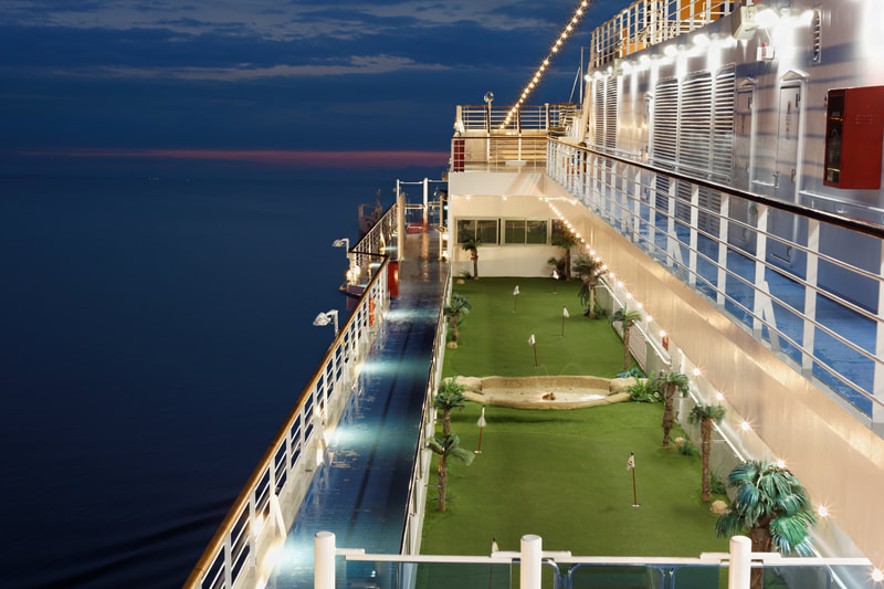 Luxury cruise ship with golf course