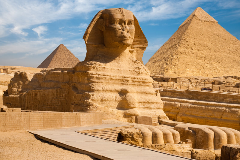 Sphinx and pyramids in Egypt